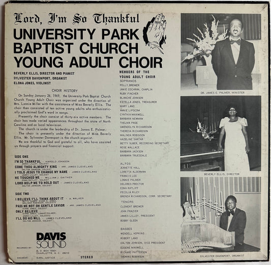 University Park Baptist Church Young Adult Choir - Lord I’m So Thankful VG+RSR74