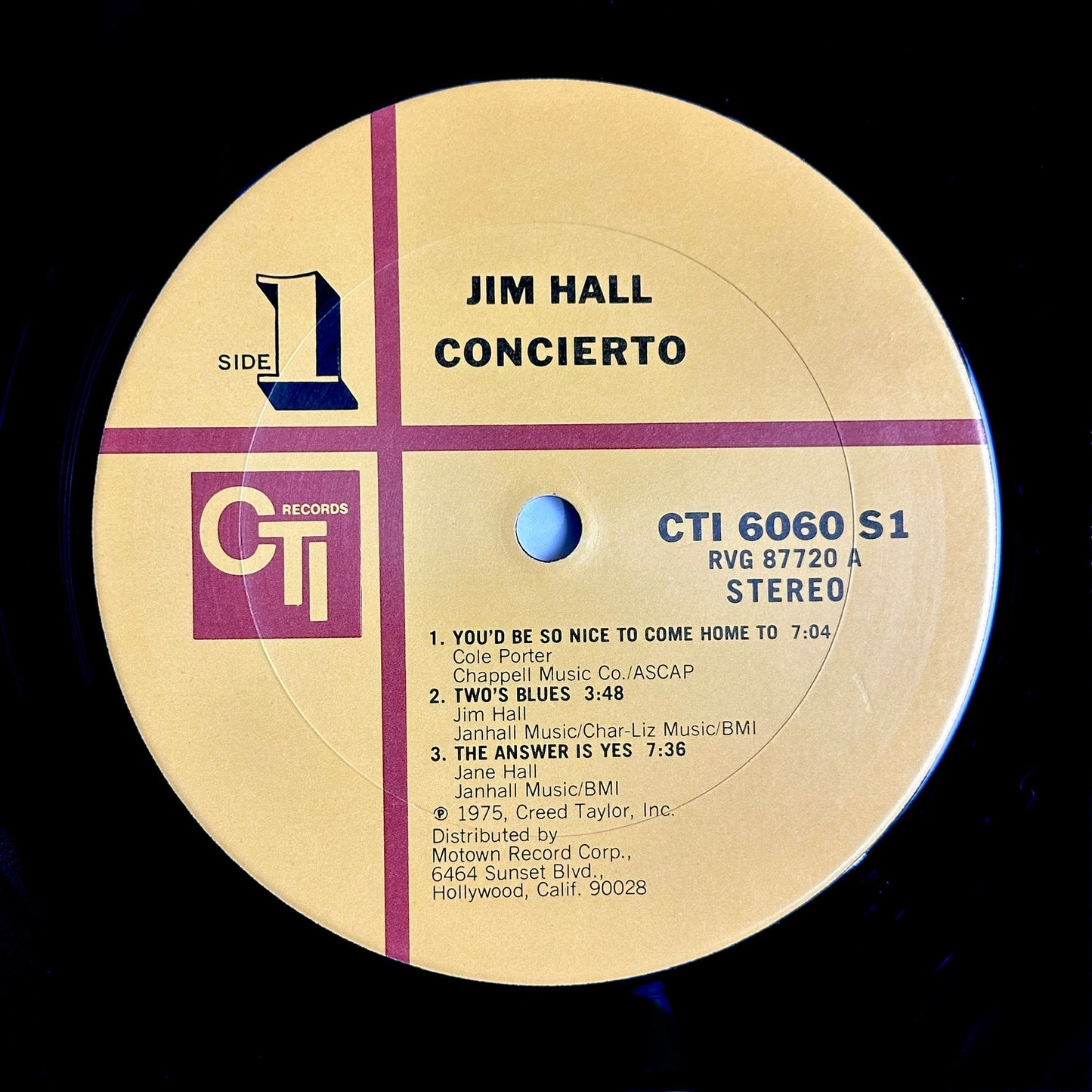 Jim Hall - Concierto - CTI Records (CTI 6060 S1) 1975 VG+