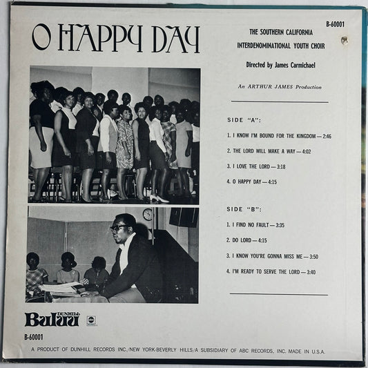 The Southern California Interdenominational Youth Choir, Directed By James Carmichael , O Happy Day Vinyl Album available at djpocket.com samples