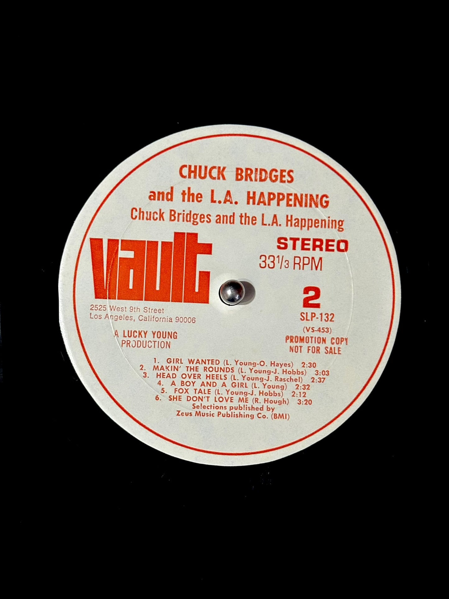 CHUCK BRIDGES & THE L.A. HAPPENING Promo OG LP VAULT 132 Funk Soul 1969 VG+