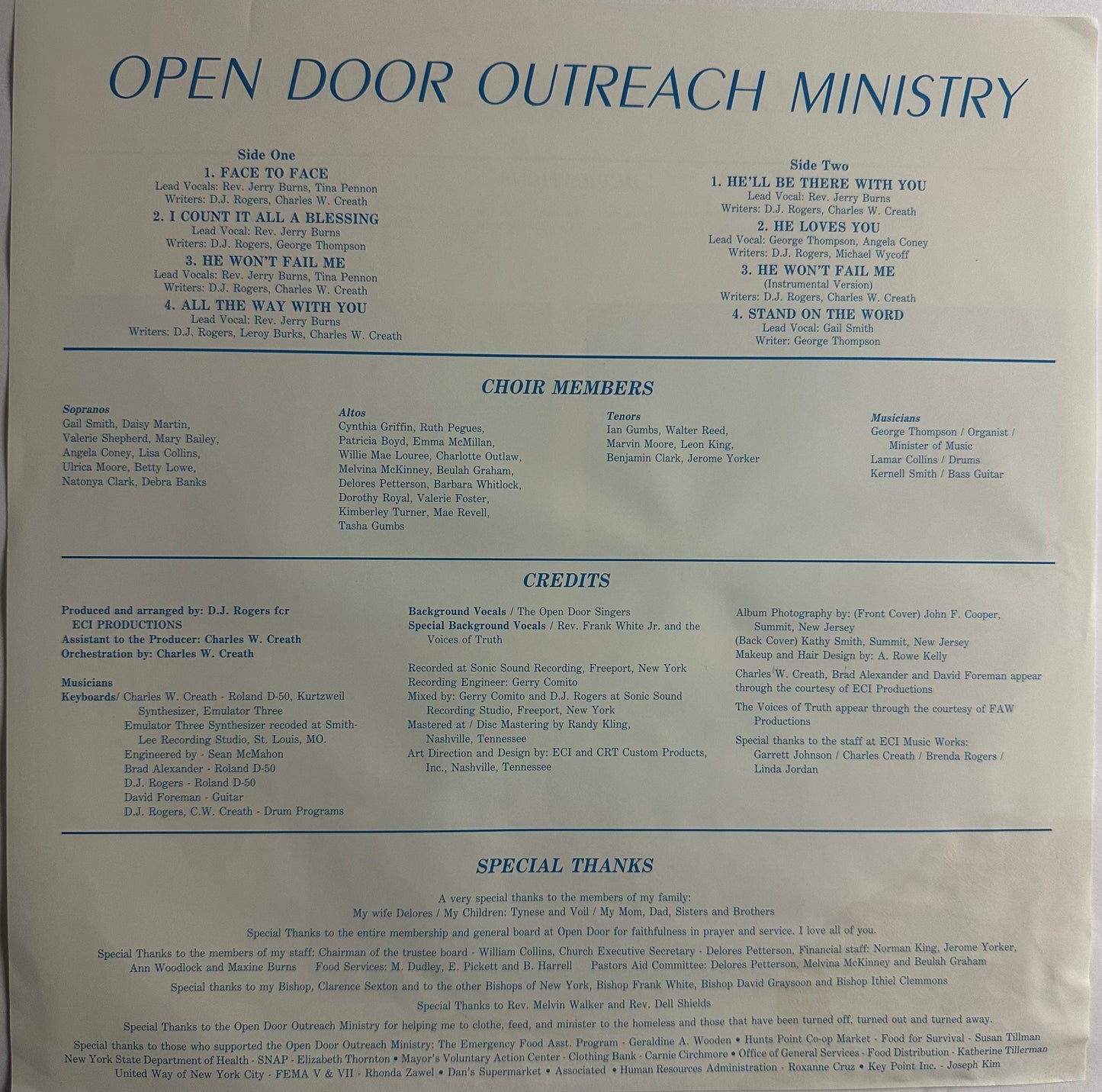 Rev. Jerry Burns & Open Door Singers - S/T LP - Modern Soul Gospel VG++