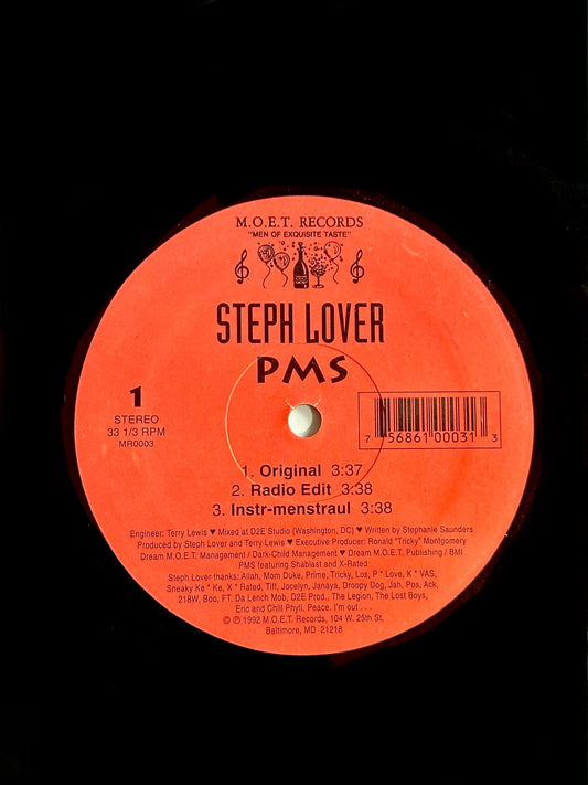 Steph Lover - PMS (Rare) Hip-Hop 12”  Vinyl VG+ /Generic Cover (Moet Records)