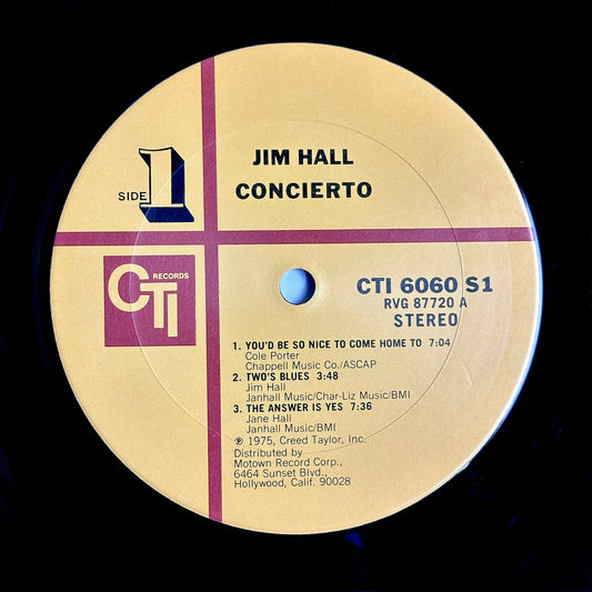 Jim Hall - Concierto - CTI Records (CTI 6060 S1) 1975 VG+