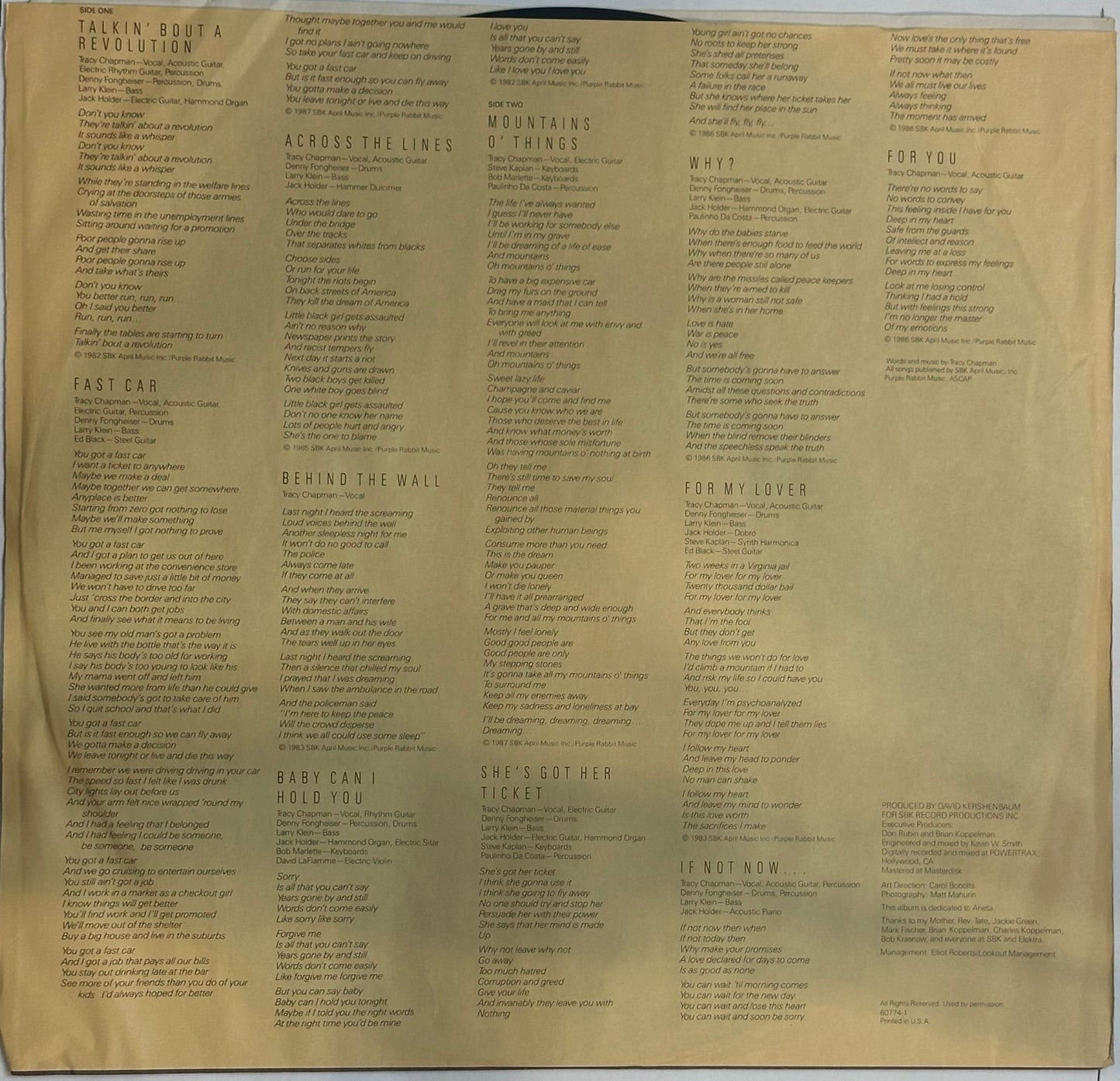 Tracy Chapman - Tracy Chapman VG+