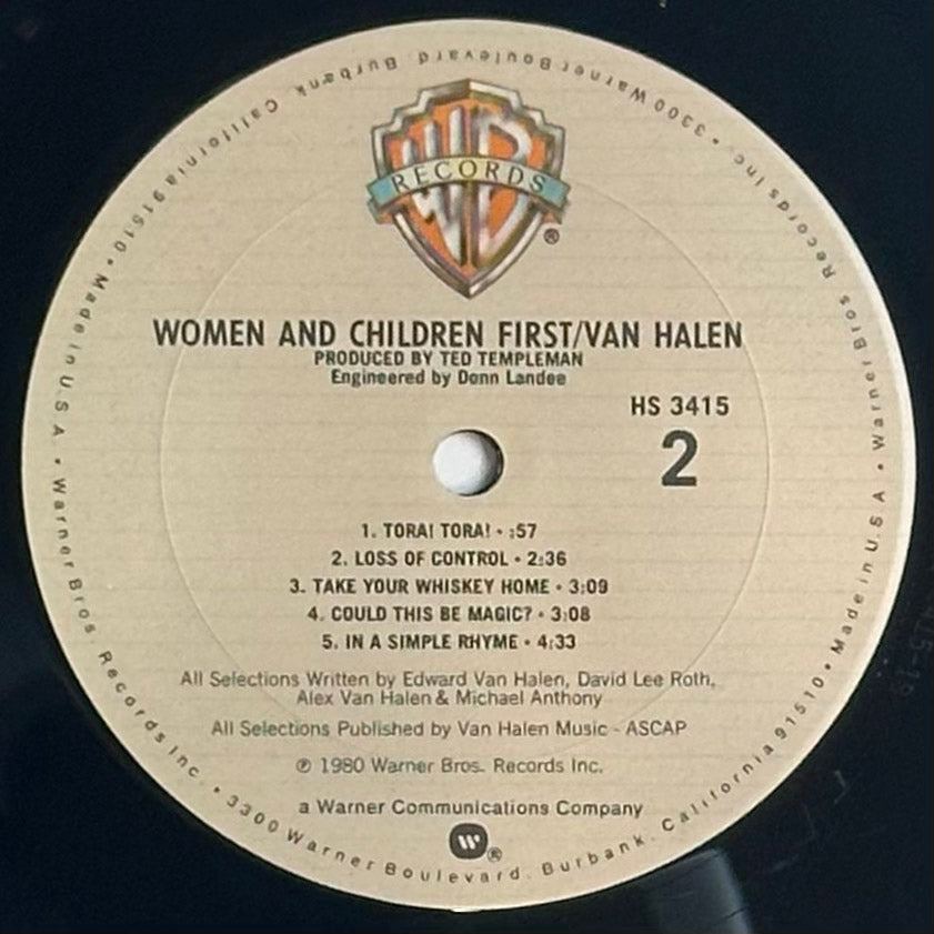 Van Halen – Women And Children First VG+