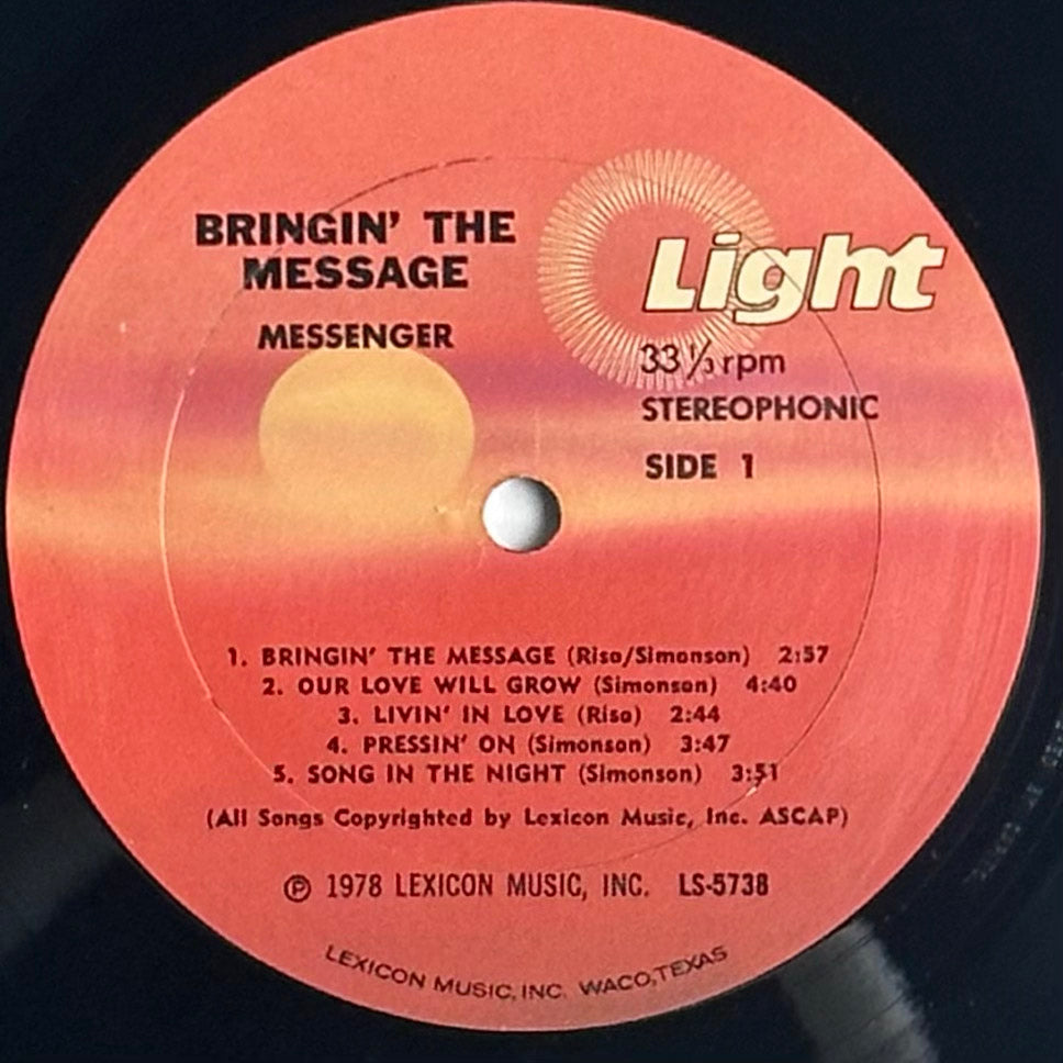 Messenger  Bringin' The Message Vinyl Album is available at djpocket.com
