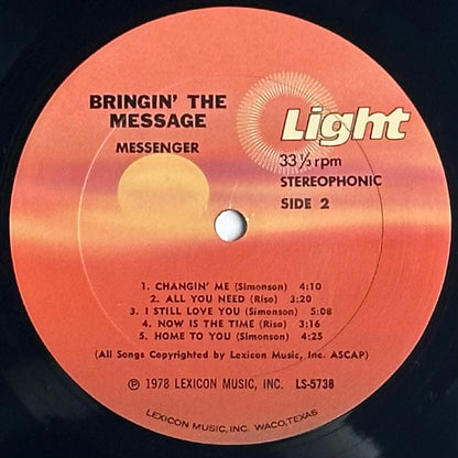 Messenger  Bringin' The Message Vinyl Album is available at djpocket.com