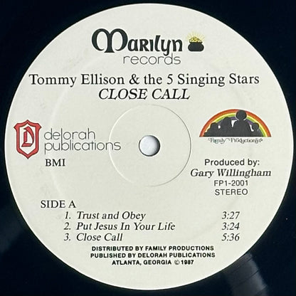 Record label for 'Close Call' by Tommy Ellison & the 5 Singing Stars with Marilyn Records branding. available at djpocket.com