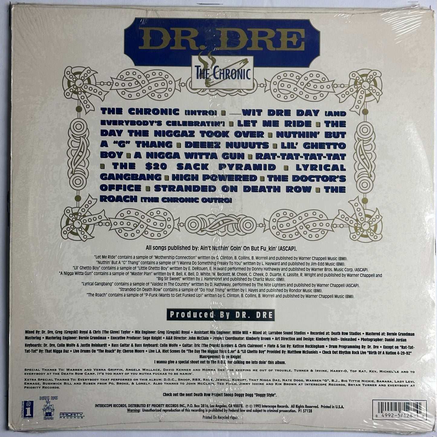 Dr Dre the chronic album vinyl VG+ rare and available at djpocket.com
