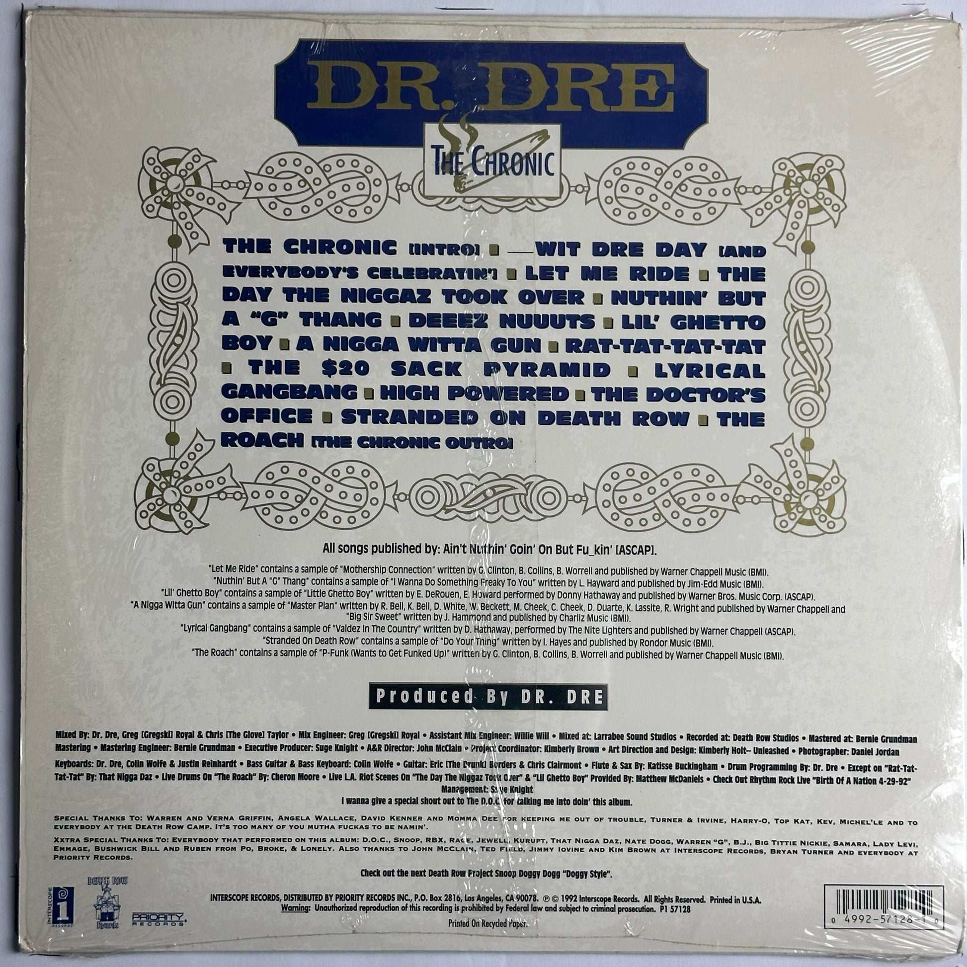 Dr Dre the chronic album vinyl VG+ rare and available at djpocket.com
