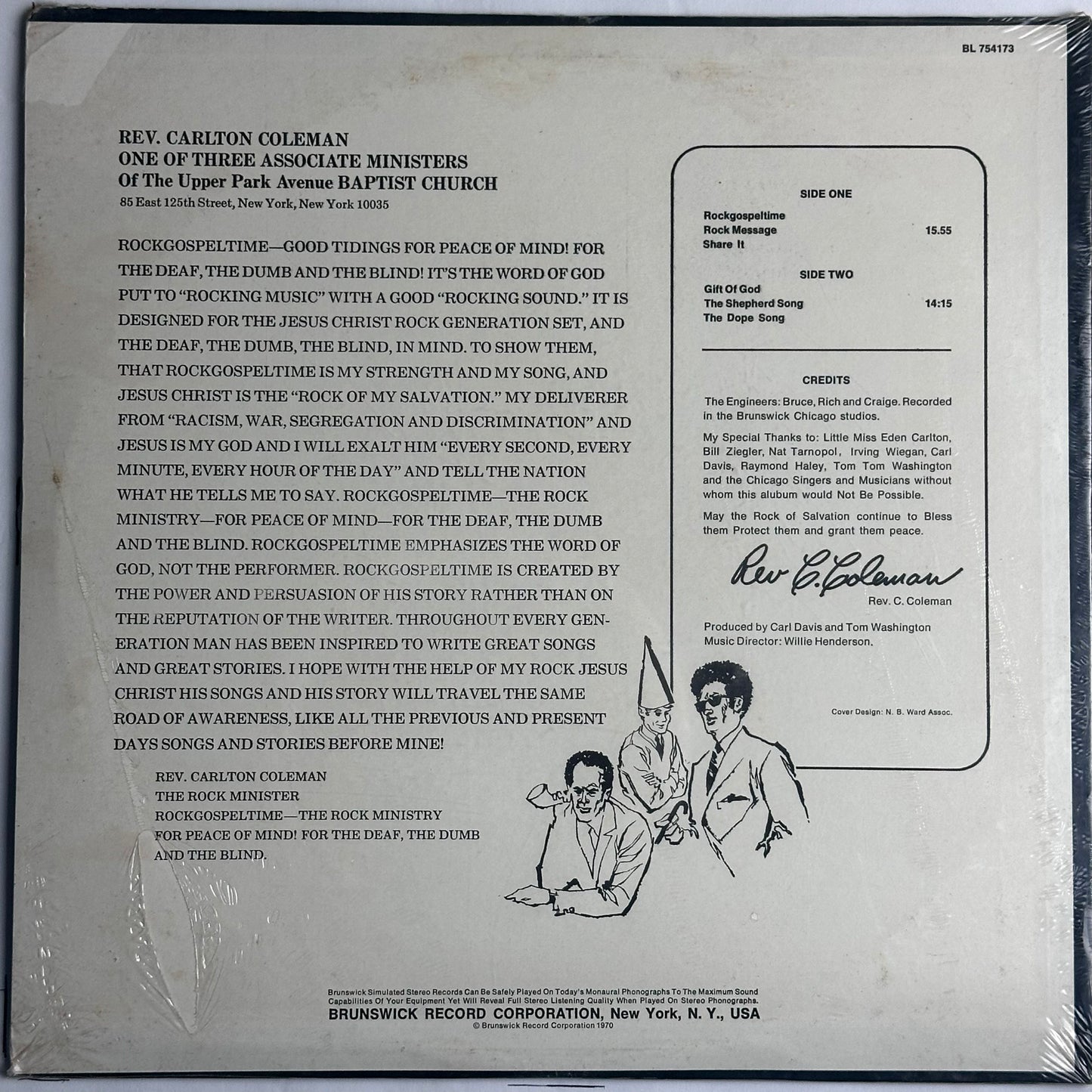 Reverend C. Coleman Rock Gospel Time/The Rock Ministry vinyl album.  Sealed.  Available now at djpocket.com