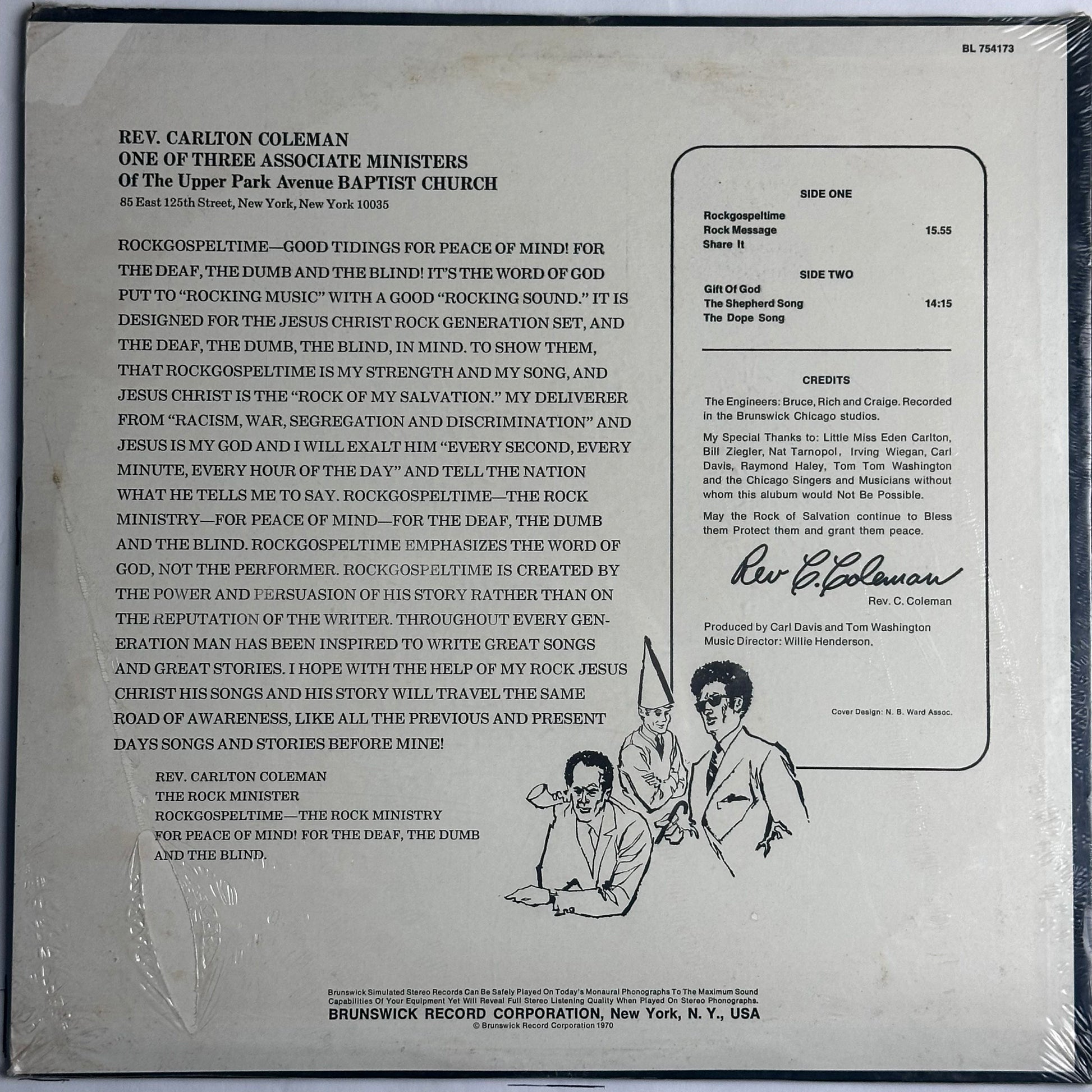 Reverend C. Coleman Rock Gospel Time/The Rock Ministry vinyl album.  Sealed.  Available now at djpocket.com