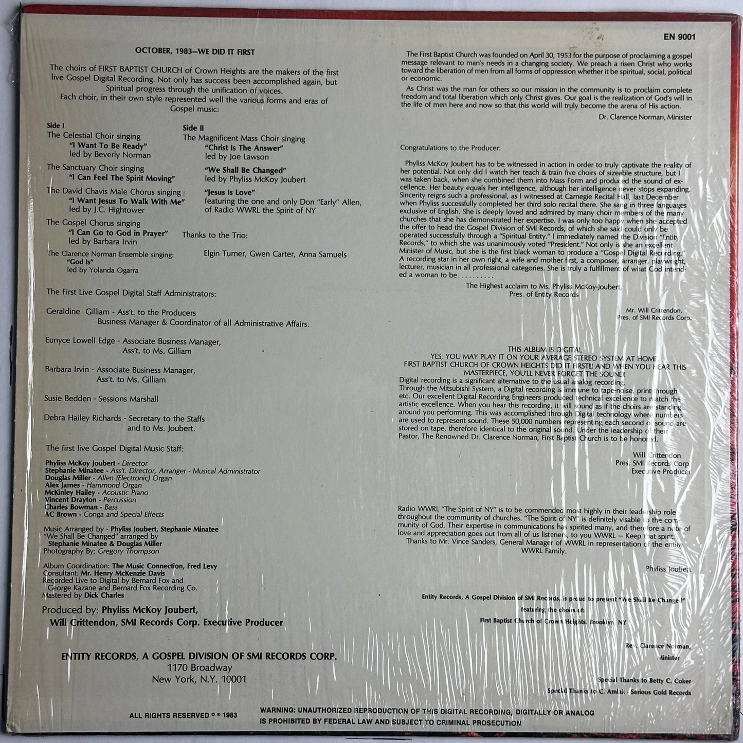 The Magnificent Choirs of the First Baptist Church of Crown Heights - We Shall Be Changed vinyl album.  Available at djpocket.com
